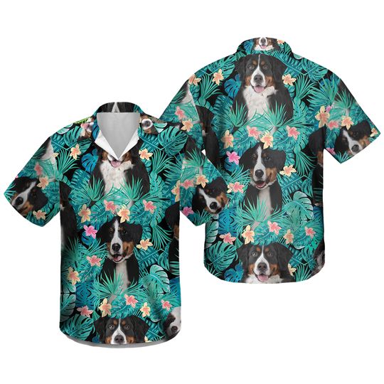 Bernese Mountain Dog Tropical Hawaiian Shirt