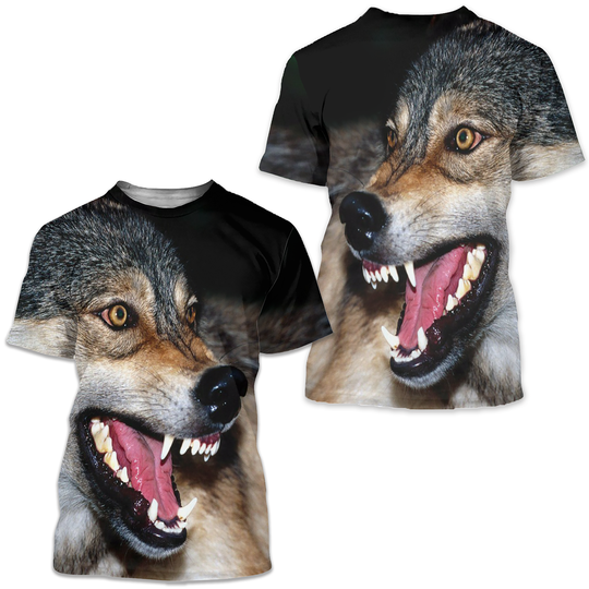 Men's Short Sleeve Wolf Graphic Print T-Shirt