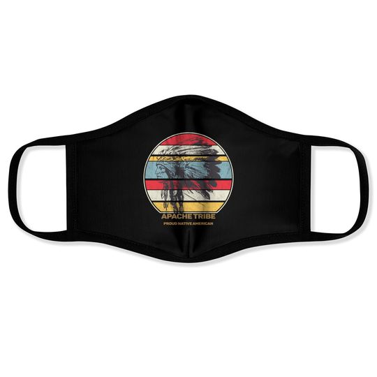 Apache Tribe Native American Indian Proud Retro Sunset - Apache - Face Masks