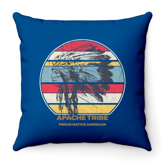 Apache Tribe Native American Indian Proud Retro Sunset - Apache - Throw Pillows