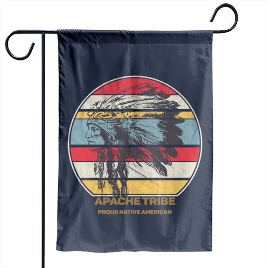 Apache Tribe Native American Indian Proud Retro Sunset - Apache - Garden Flags