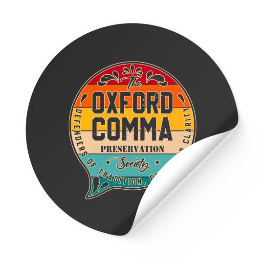The Oxford Comma Preservation Society Team Oxford Vintage Stickers Tank Tops