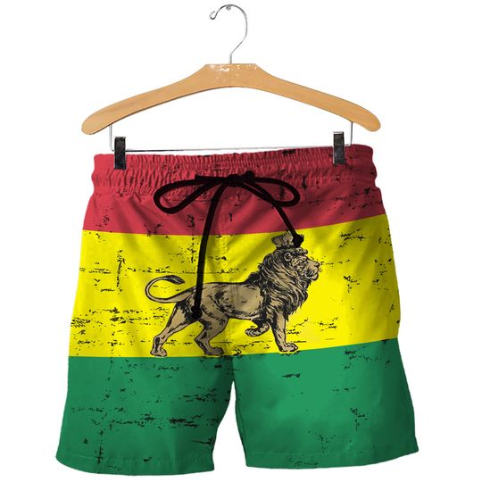 Dry Jamaican Lion Flag Mens 3D Swim Trunks Surf Board Shorts Beach Pant Sportswear