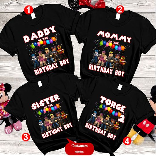 Personalized ROBLOX Themed Birthday Family Matching Shirt