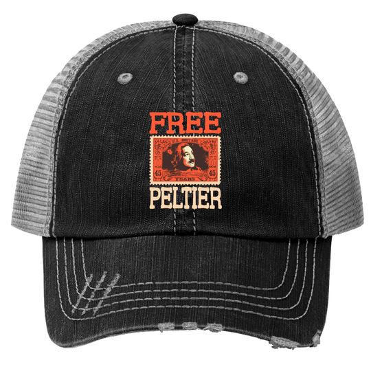 FREE LEONARD PELTIER 45 years Trucker Hats