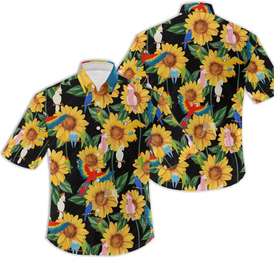 Sunflower Parrot Hawaiian Shirt