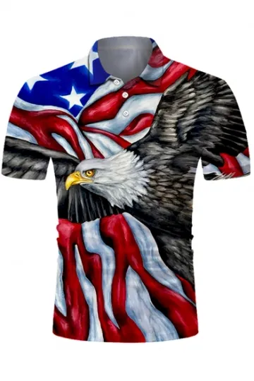 US Flag Eagle 3D Printed Polo Shirt