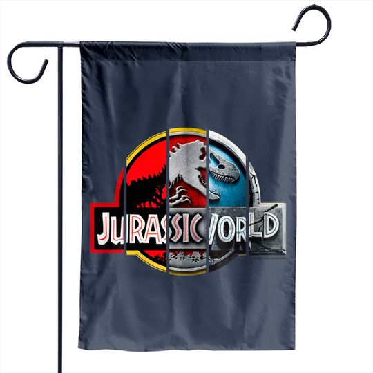 Jurassic World logo evolution. Birthday party gifts. ly licensed merch. Perfect present for mom mother dad father friend him or her - Jurassic Park - Garden Flags