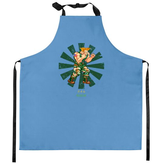Guile Street Fighter Retro Japanese - Street Fighter - Kitchen Aprons
