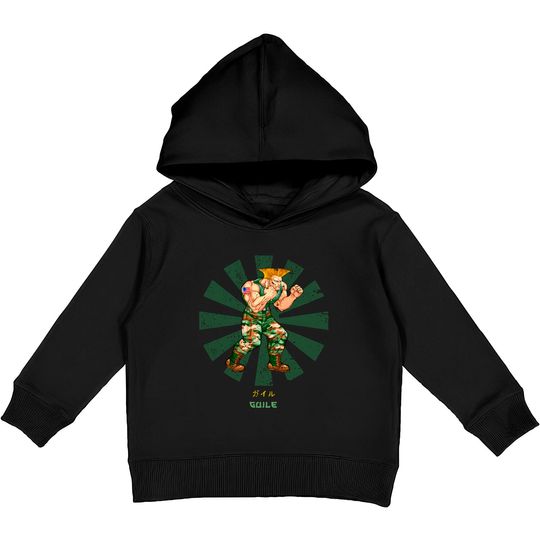 Guile Street Fighter Retro Japanese - Street Fighter - Kids Pullover Hoodies