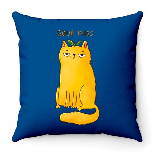 Sour Puss - Cat - Throw Pillows