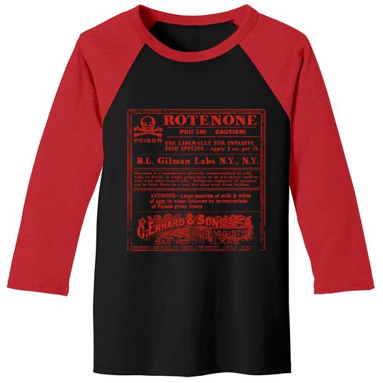 Rotenone Label, distressed - The Creature From The Black Lagoon - Baseball Tees