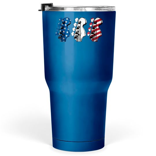 Red White Blue Guitar Head Guitarist 4th Of July Tumblers 30 oz