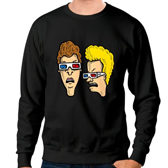 Beavis and Butthead - Dumbasses in 3D - Beavis And Butthead Wearing 3d Glasses - Sweatshirts