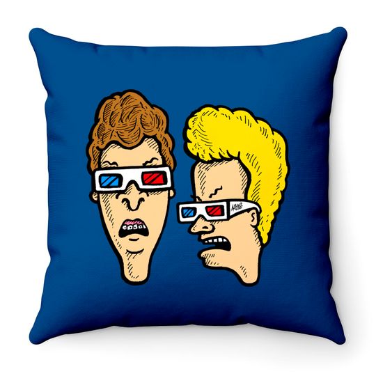 Beavis and Butthead - Dumbasses in 3D - Beavis And Butthead Wearing 3d Glasses - Throw Pillows