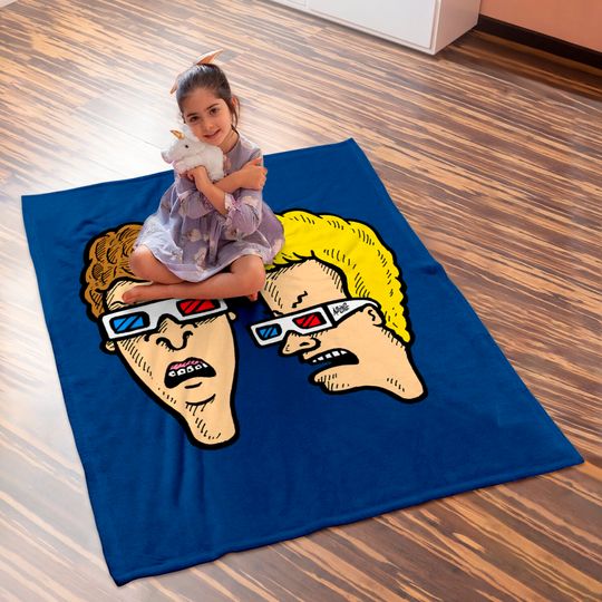 Beavis and Butthead - Dumbasses in 3D - Beavis And Butthead Wearing 3d Glasses - Baby Blankets