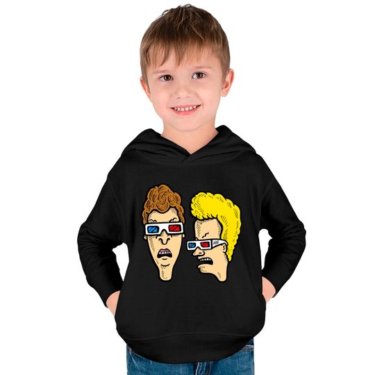 Beavis and Butthead - Dumbasses in 3D - Beavis And Butthead Wearing 3d Glasses - Kids Pullover Hoodies
