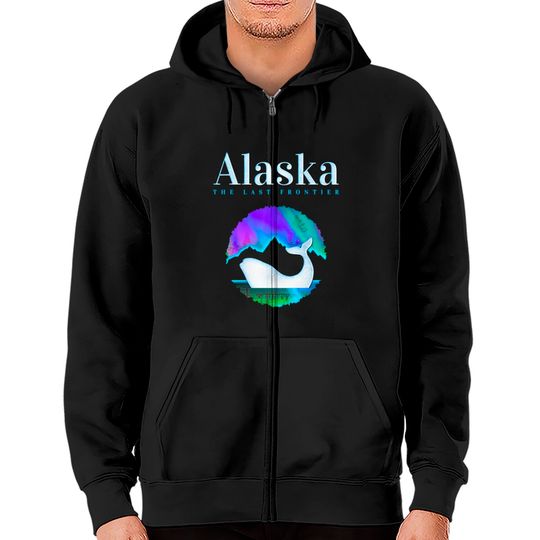 Alaska Northern Lights Orca Whale with Aurora Zip Hoodies