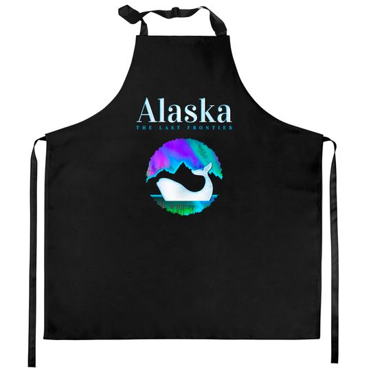 Alaska Northern Lights Orca Whale with Aurora Kitchen Aprons