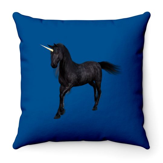 Black Unicorn Throw Pillows
