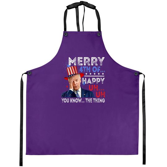 Joe Biden Confused Merry Happy Funny 4th Of July Aprons