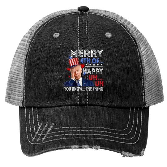 Joe Biden Confused Merry Happy Funny 4th Of July Trucker Hats