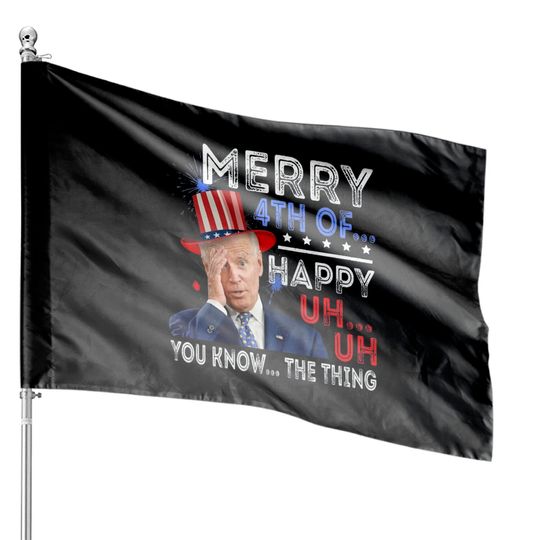 Joe Biden Confused Merry Happy Funny 4th Of July House Flags