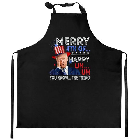 Joe Biden Confused Merry Happy Funny 4th Of July Kitchen Aprons