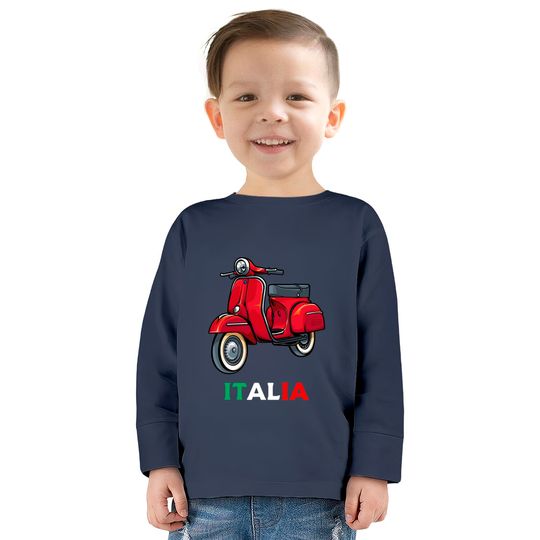 Italian Biker Bike Rider Motorcycle Love Italy Scooter  Kids Long Sleeve T-Shirts