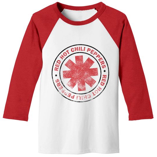 Red Hot Chili Peppers Distressed Outlined Asterisk Logo Baseball Tees