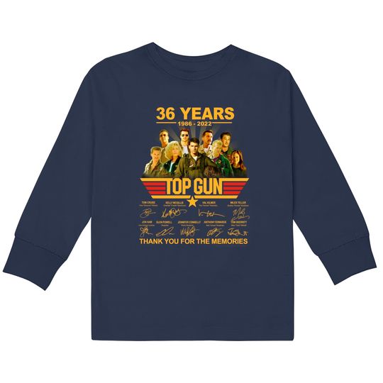Top Gun Marverick Shirt, Top Gun 36 Years 1986 2022  Kids Long Sleeve T-Shirts