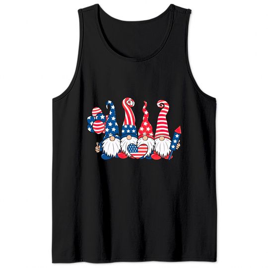 4th of July Gnome Tank Tops, 4th of July Tank Tops, Gnome Tank Tops, Patriotic Tank Tops
