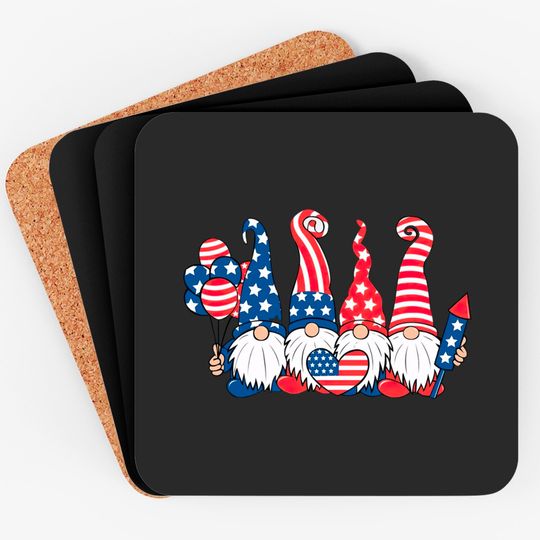 4th of July Gnome Coasters, 4th of July Coasters, Gnome Coasters, Patriotic Coasters