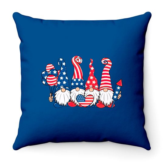 4th of July Gnome Throw Pillows, 4th of July Throw Pillows, Gnome Throw Pillows, Patriotic Throw Pillows