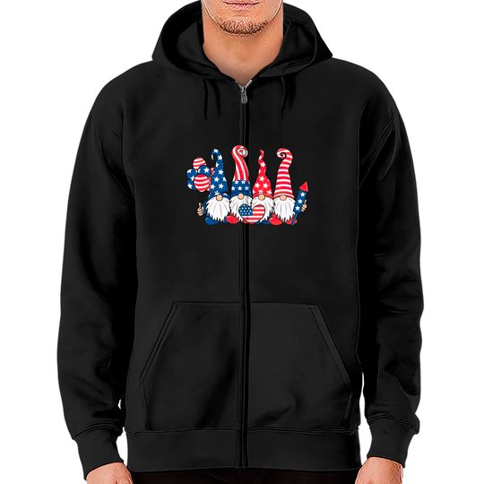 4th of July Gnome Zip Hoodies, 4th of July Zip Hoodies, Gnome Zip Hoodies, Patriotic Zip Hoodies