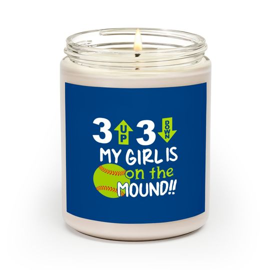 3 up 3 down my girl is on the mound softball t shi Scented Candles
