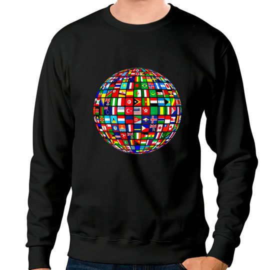 Travel Symbol Sweatshirts World Map of Flags