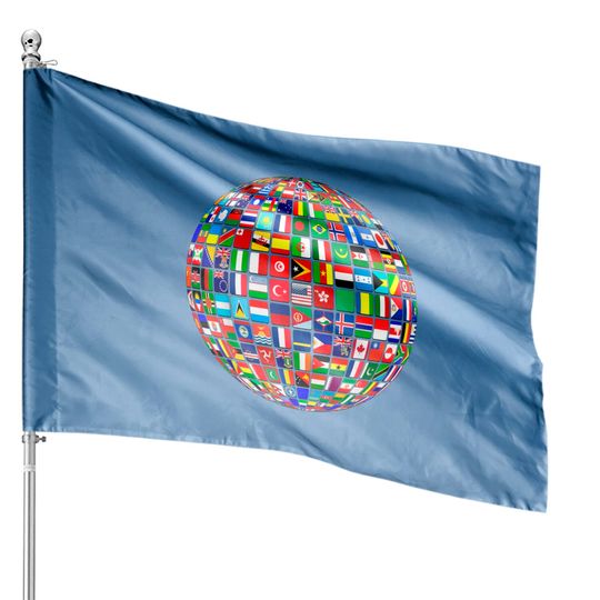 Travel Symbol House Flags World Map of Flags
