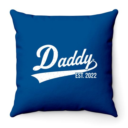 1st Time Dad EST 2022 New First Fathers Hood Day Daddy 2022 Throw Pillows