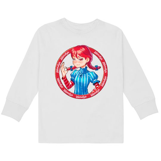 Smug Wendy's (Full size) - Wendys -  Kids Long Sleeve T-Shirts