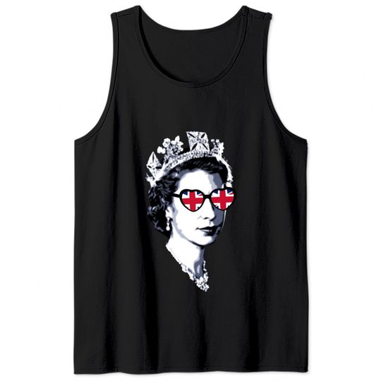 Queen Elizabeth II UK Flag Heart Sunglasses - Queen Elizabeth Ii - Tank Tops