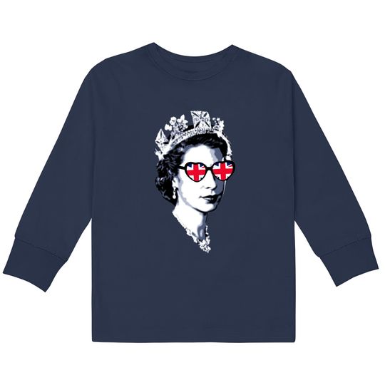 Queen Elizabeth II UK Flag Heart Sunglasses - Queen Elizabeth Ii -  Kids Long Sleeve T-Shirts