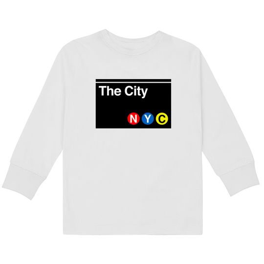 The City Subway Sign - New York City -  Kids Long Sleeve T-Shirts