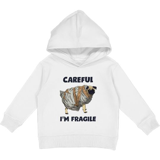 Careful, I'm Fragile - Pug - Kids Pullover Hoodies