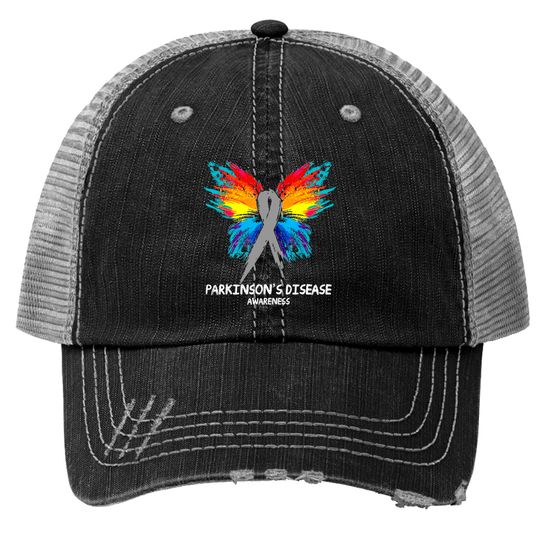 PARKINSON'S DISEASE Awareness butterfly Ribbon - Parkinsons Disease - Trucker Hats