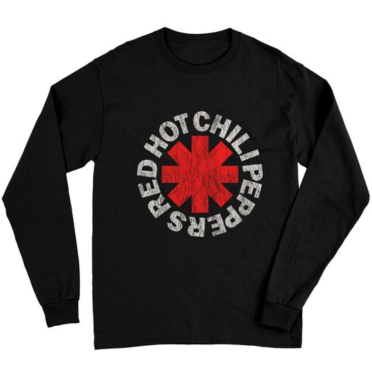 Red Hot Chili Peppers Distressed Logo Rock Tee Long Sleeves