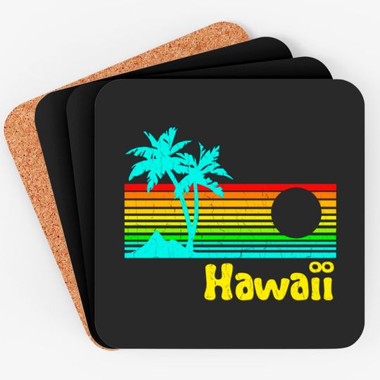 '80s Retro Vintage Hawaii (distressed look) - Hawaii - Coasters