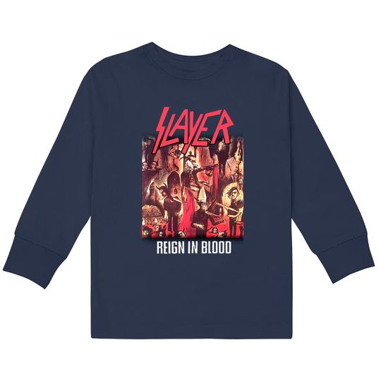 Slayer Reign In Blood Thrash Metal  Tee  Kids Long Sleeve T-Shirts