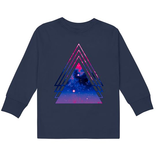 Bi Pride Layered Galaxy Triangles - Bisexual Pride -  Kids Long Sleeve T-Shirts