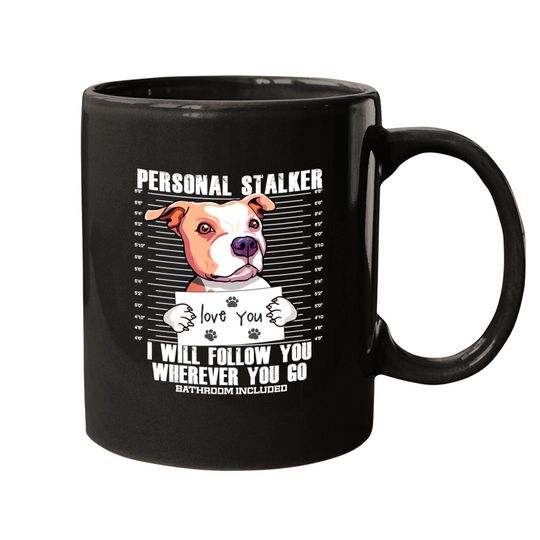 Stalker Pitbull Dog Cartoon - Pitbull - Mugs